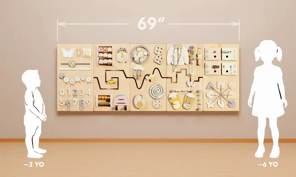 wall-mounted large busy board - mind development toy - sensory friendly corner at home